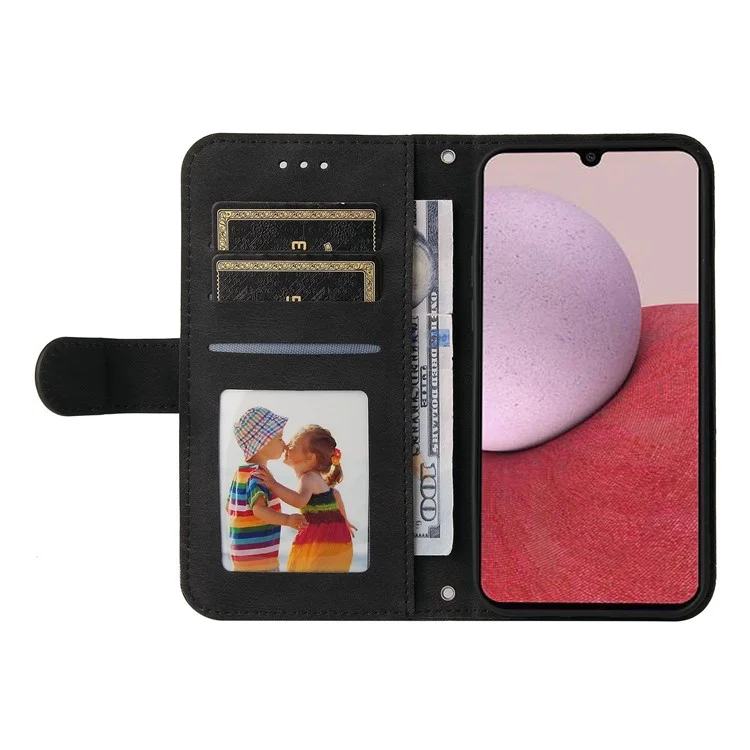 For Samsung Galaxy A14 5G / A14 4G Leather Wallet Cases Skin Touch Phone Cover Stand with Strap - Black