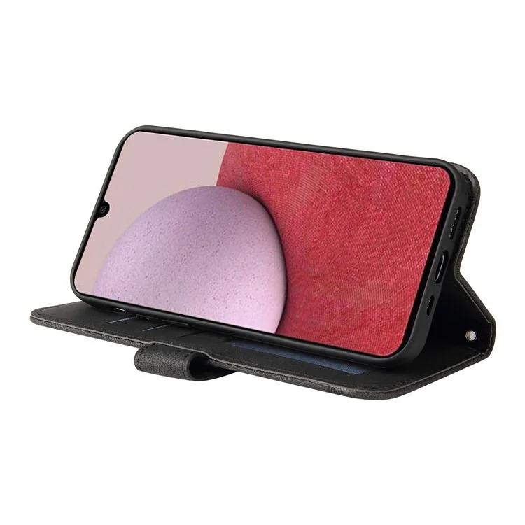 For Samsung Galaxy A14 5G / A14 4G Leather Wallet Cases Skin Touch Phone Cover Stand with Strap - Black
