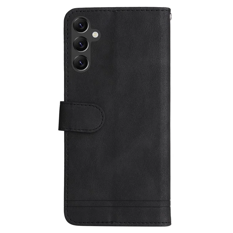 For Samsung Galaxy A14 5G / A14 4G Leather Wallet Cases Skin Touch Phone Cover Stand with Strap - Black
