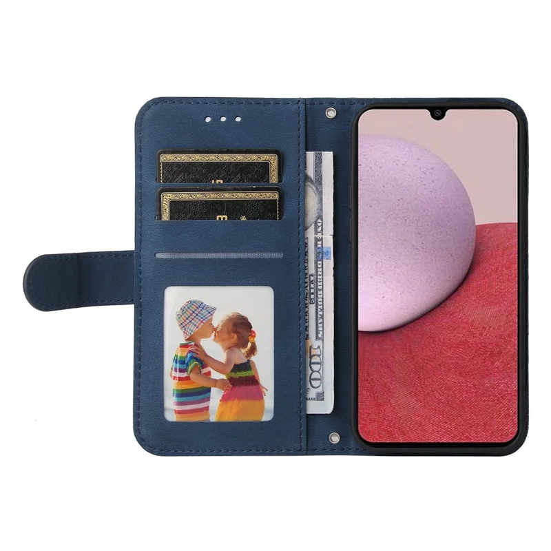 For Samsung Galaxy A14 5G / A14 4G Leather Wallet Cases Skin Touch Phone Cover Stand with Strap - Blue