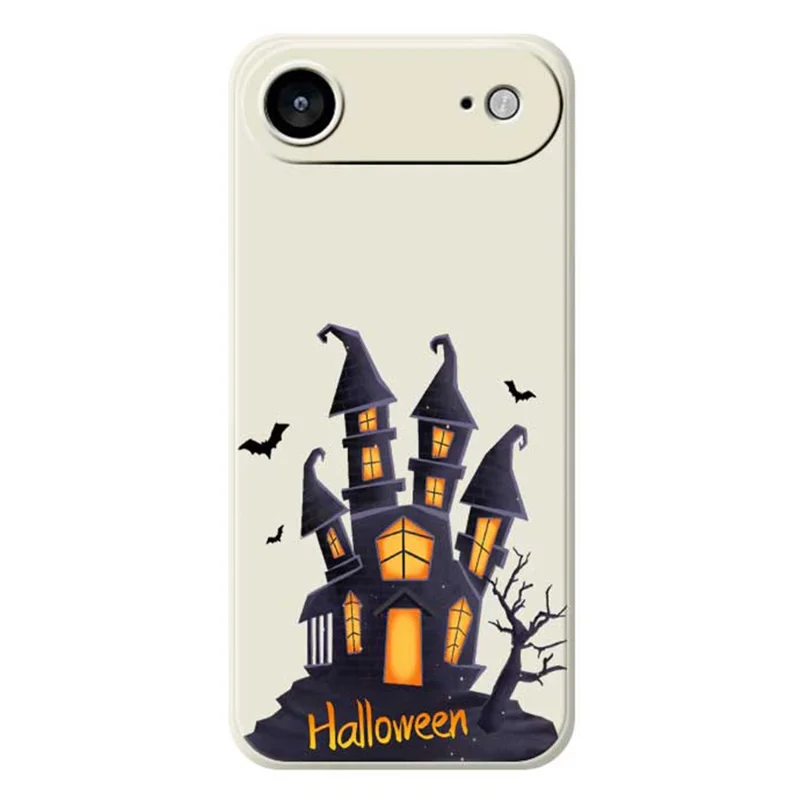 Pour iPhone 17 Air Case Motif Château d'Halloween Impression Bords droits Coque de téléphone TPU - Beige