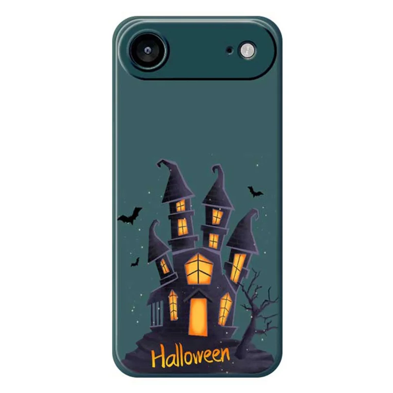 For iPhone Air Case Halloween Castle Pattern Printing Straight Edge TPU Phone Back Cover - Green