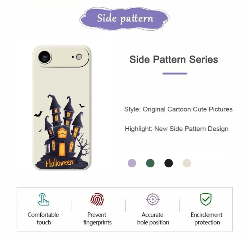 For iPhone Air Case Halloween Castle Pattern Printing Straight Edge TPU Phone Back Cover - Green