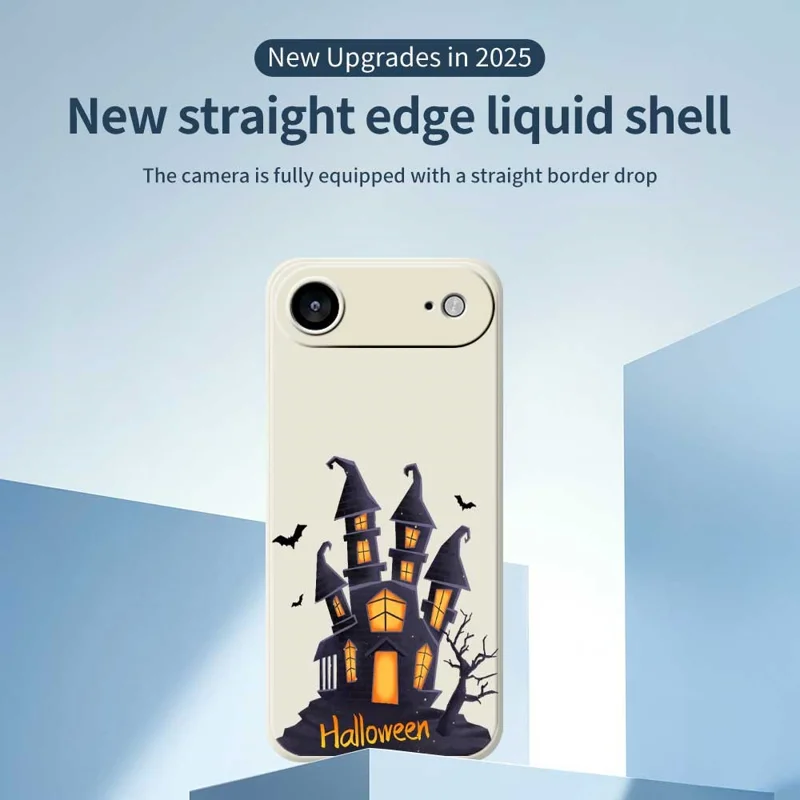 For iPhone Air Case Halloween Castle Pattern Printing Straight Edge TPU Phone Back Cover - Green