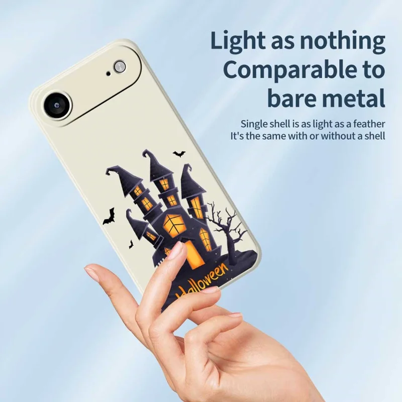 For iPhone Air Case Halloween Castle Pattern Printing Straight Edge TPU Phone Back Cover - Green