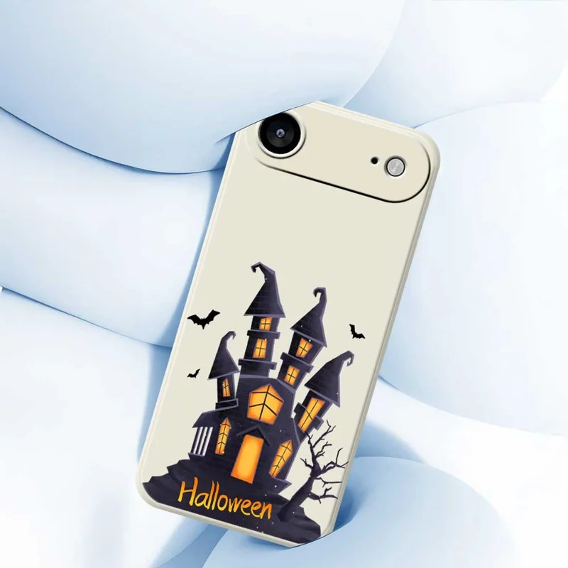 For iPhone Air Case Halloween Castle Pattern Printing Straight Edge TPU Phone Back Cover - Green