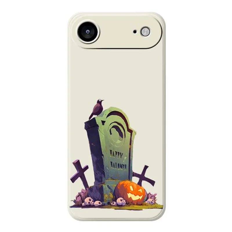 Для iPhone 17 Air Case Хэллоуин Надгробие Печать Прямой Край ТПУ Задняя Крышка Телефона - Бежевый