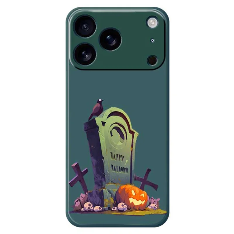 Custodia per iPhone 17 Pro Max Stampa a tema tombale di Halloween Bordo dritto Custodia posteriore in TPU - Verde