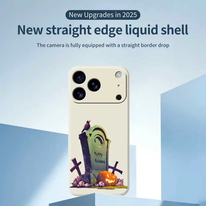 Custodia per iPhone 17 Pro Max Stampa a tema tombale di Halloween Bordo dritto Custodia posteriore in TPU - Verde