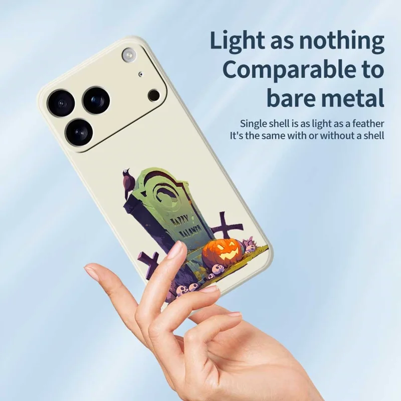 Custodia per iPhone 17 Pro Max Stampa a tema tombale di Halloween Bordo dritto Custodia posteriore in TPU - Verde