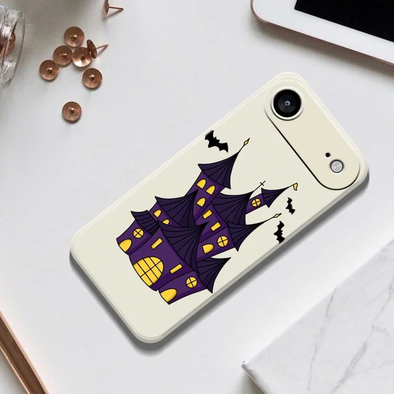 Чехол для iPhone 17 Air с рисунком "Замок летучей мыши" с прямым краем, задняя TPU-накладка - Бежевый