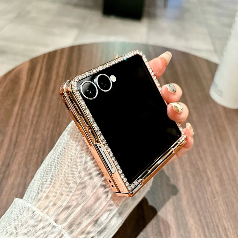 Чехол для Samsung Galaxy Z Flip7 5G с защитой шарнира, со стразами, глиттером, пластиковый чехол для телефона - Серебристый