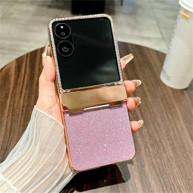 For Xiaomi Mix Flip 2 Case Hinge Protection Rhinestone Glitter PC Phone Cover - Purple