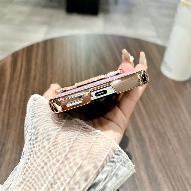 For Xiaomi Mix Flip 2 Case Hinge Protection Rhinestone Glitter PC Phone Cover - Purple