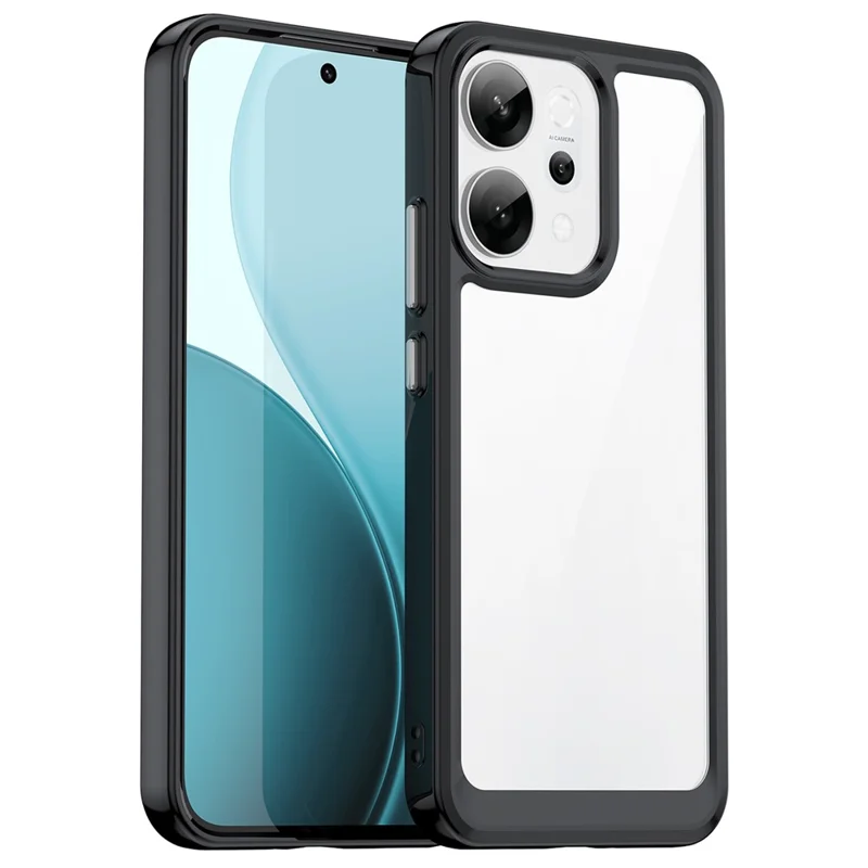 Capa protetora clara de telefone TPU + Acrílico para Oppo Reno14 5G (Global) - Preto