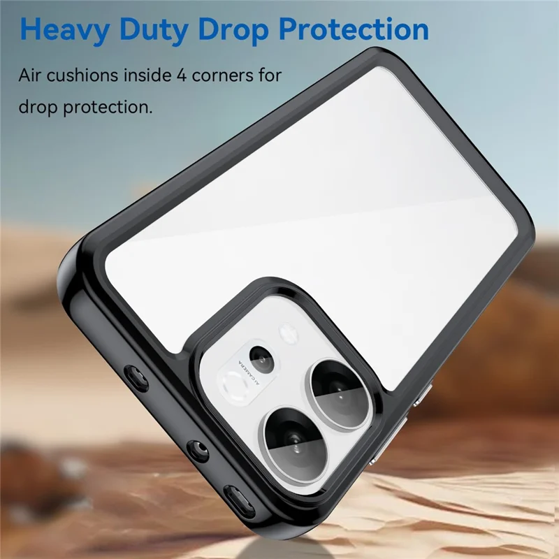 Capa protetora clara de telefone TPU + Acrílico para Oppo Reno14 5G (Global) - Preto
