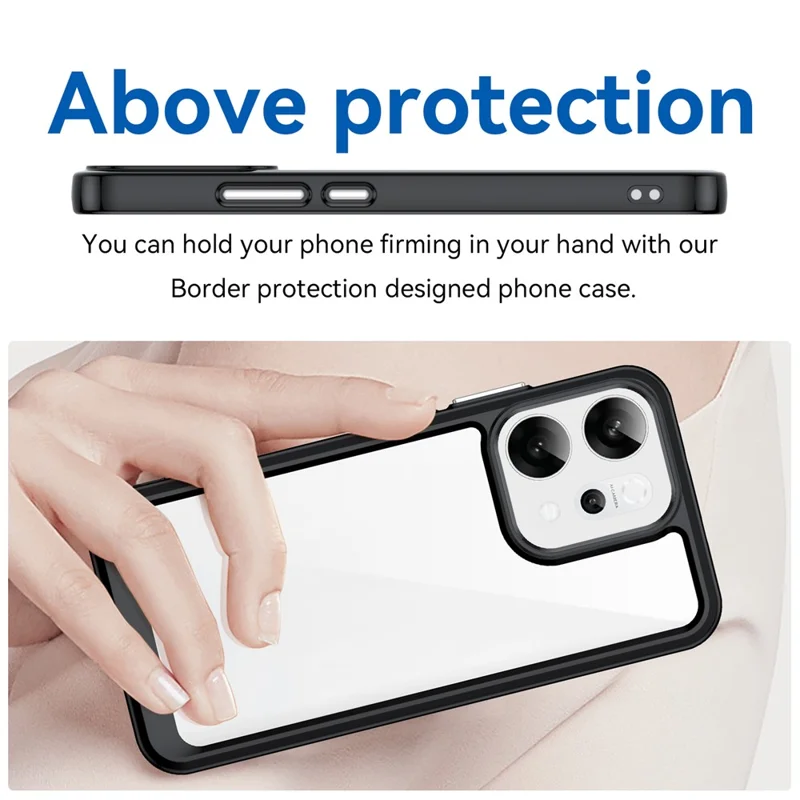 Capa protetora clara de telefone TPU + Acrílico para Oppo Reno14 5G (Global) - Preto