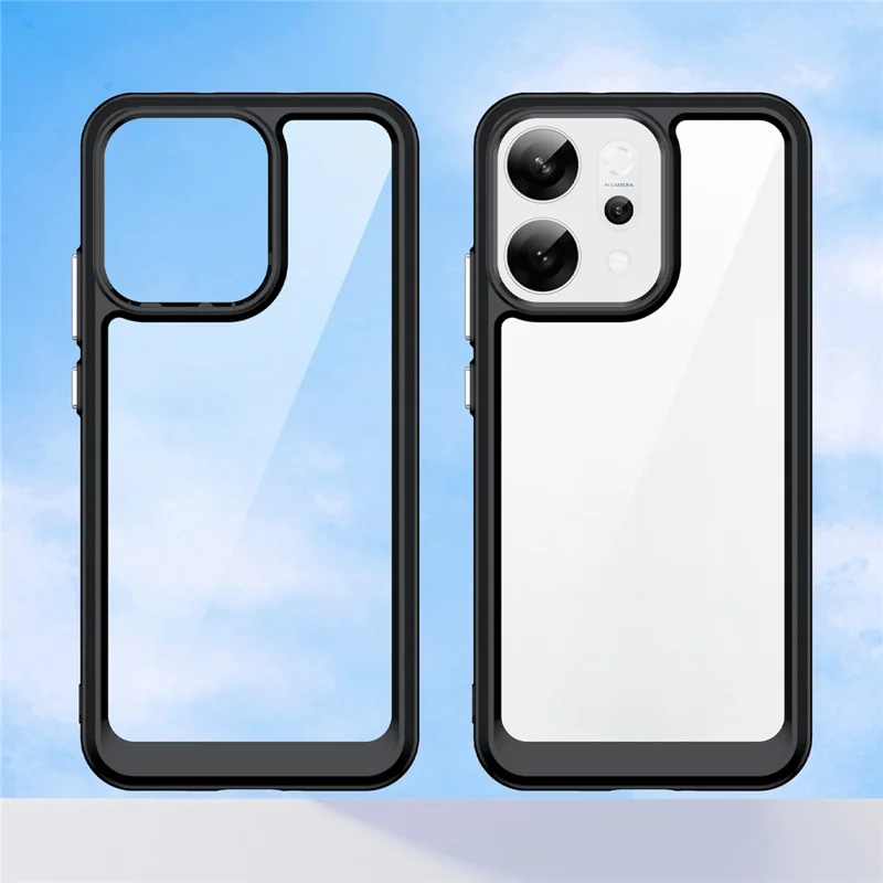 Capa protetora clara de telefone TPU + Acrílico para Oppo Reno14 5G (Global) - Preto