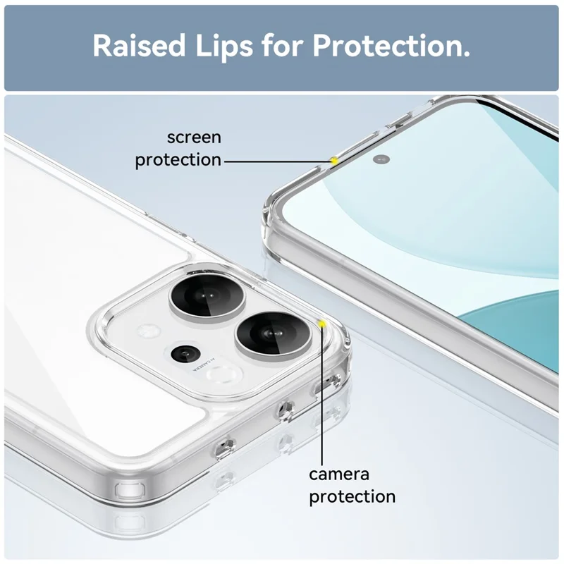 For Oppo Reno14 5G (Global) Case TPU + Acrylic Protective Clear Phone Cover - Transparent