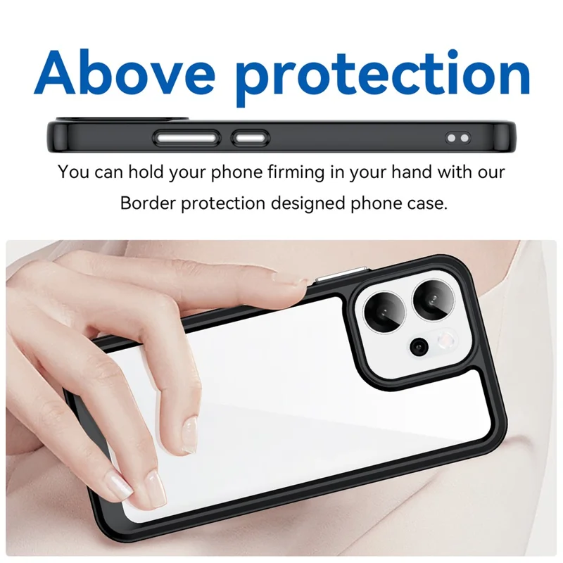 Pour Oppo Reno14 F 5G Étui TPU + Acrylique Coque de Protection Transparente pour Téléphone - Noir