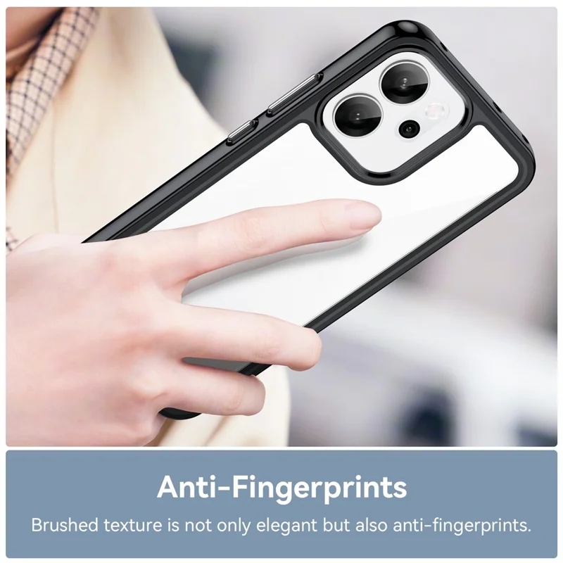 Pour Oppo Reno14 F 5G Étui TPU + Acrylique Coque de Protection Transparente pour Téléphone - Noir