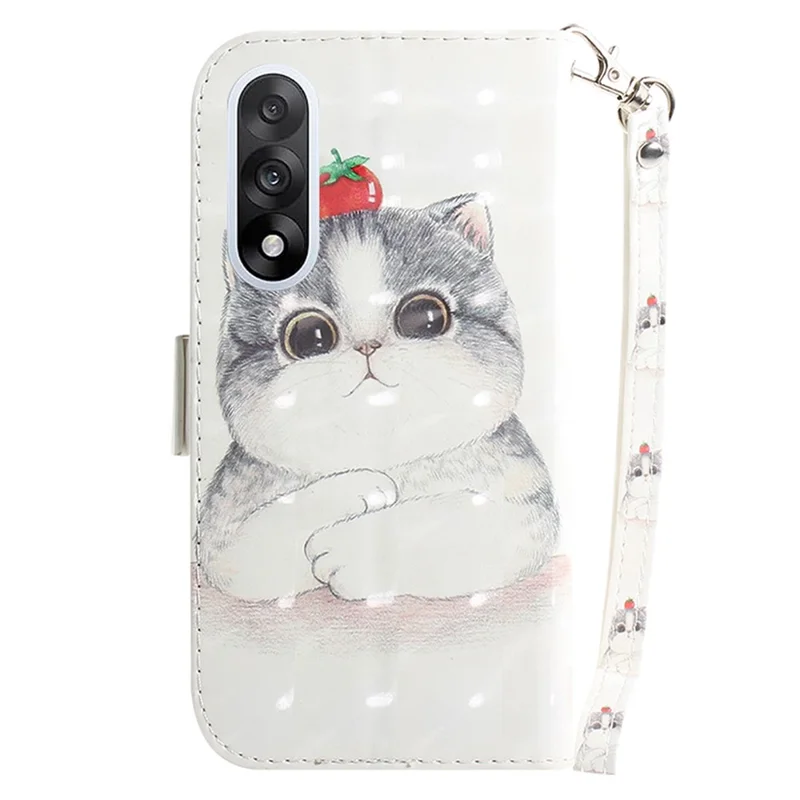 For OnePlus Nord 5 5G / Ace 5 Ultra 5G Case Pattern Printing Leather Wallet Phone Cover with Wrist Strap - Cute Cat