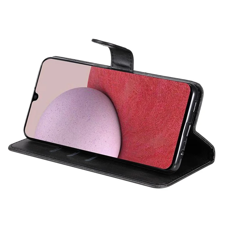 Pour Samsung Galaxy A14 5G / 4G Calf Texture Magnetic Clasp Wallet Phone Shell Zipper Pocket Stand PU Leather Case - Noir