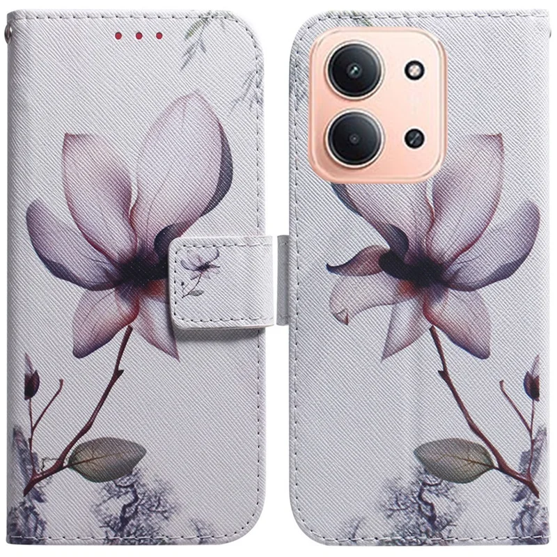 For Xiaomi Redmi 15C 5G (EU) (173mm) / 15C 4G (EU) (173mm) Wallet Case Pattern Print Leather Phone Cover - Pink Flower