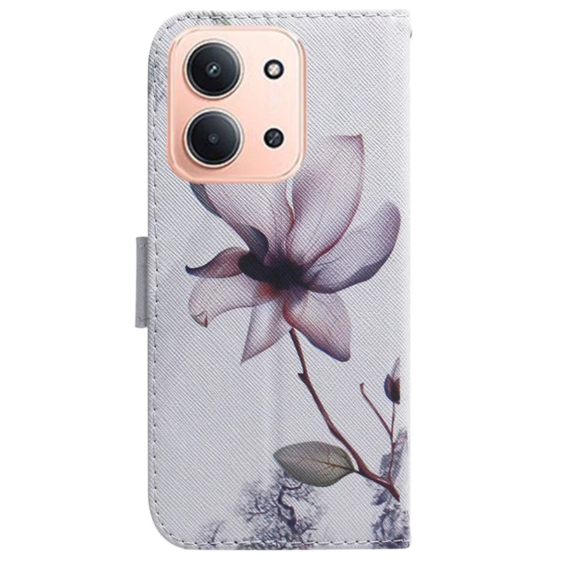 For Xiaomi Redmi 15C 5G (EU) (173mm) / 15C 4G (EU) (173mm) Wallet Case Pattern Print Leather Phone Cover - Pink Flower