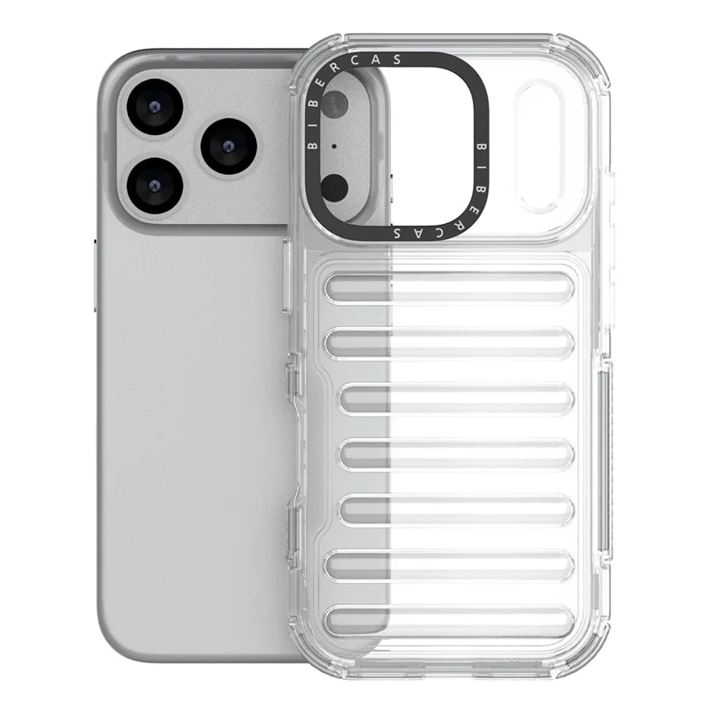 For iPhone 18 Pro / 17 Pro Case Stripe Design Anti-Slip Detachable TPU + PC Phone Cover - Transparent