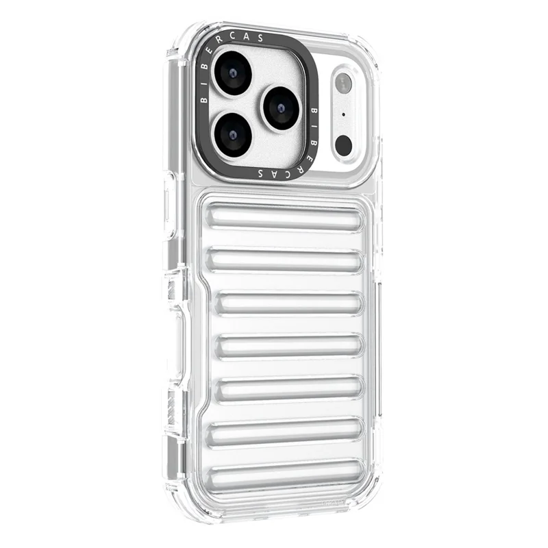 For iPhone 18 Pro / 17 Pro Case Stripe Design Anti-Slip Detachable TPU + PC Phone Cover - Transparent