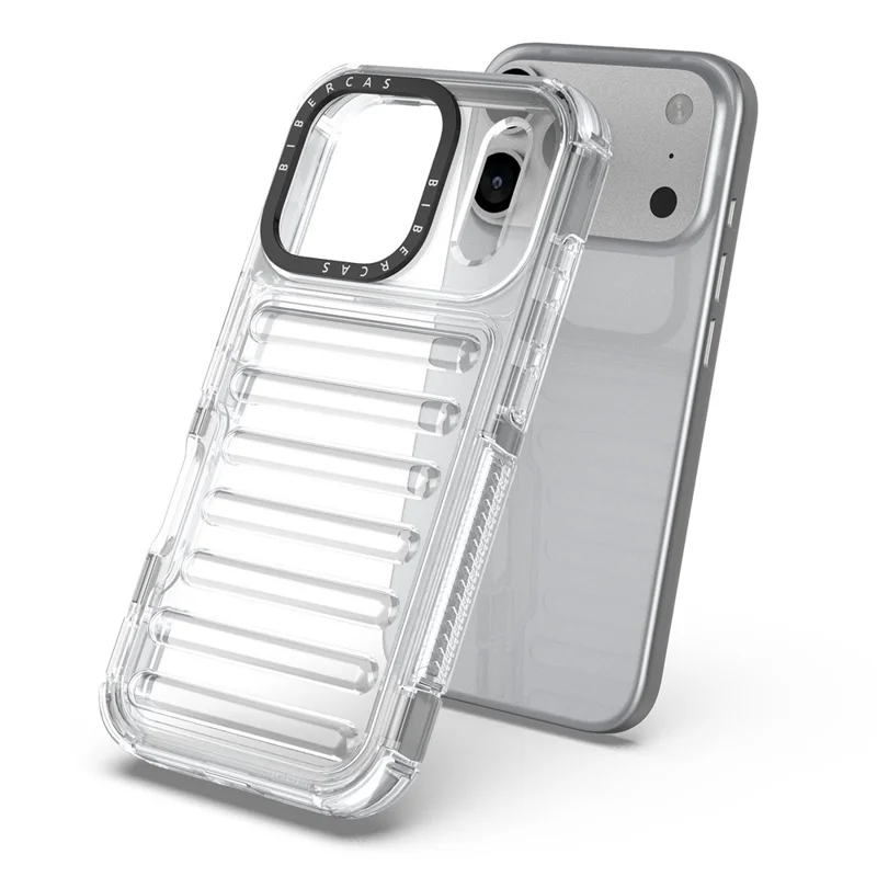 For iPhone 18 Pro / 17 Pro Case Stripe Design Anti-Slip Detachable TPU + PC Phone Cover - Transparent