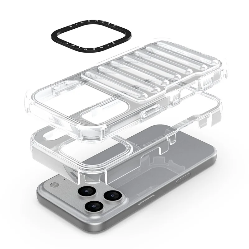 For iPhone 18 Pro / 17 Pro Case Stripe Design Anti-Slip Detachable TPU + PC Phone Cover - Transparent