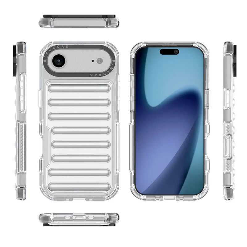 Для iPhone 17 Воздушный чехол Полосатый дизайн Нескользящий Съемный TPU + PC Чехол для телефона - Прозрачный