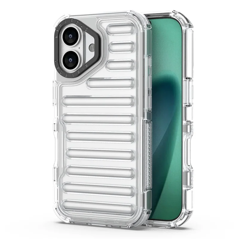 Étui pour iPhone 17 Conception à rayures Antidérapant Détachable TPU + Housse de téléphone PC - Transparent