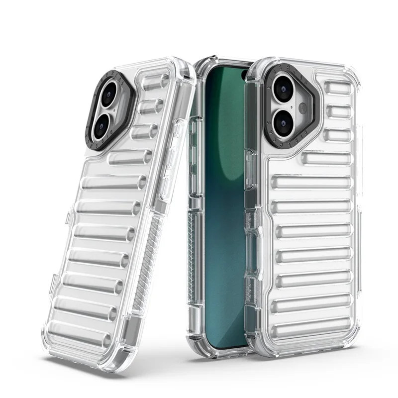 Étui pour iPhone 17 Conception à rayures Antidérapant Détachable TPU + Housse de téléphone PC - Transparent