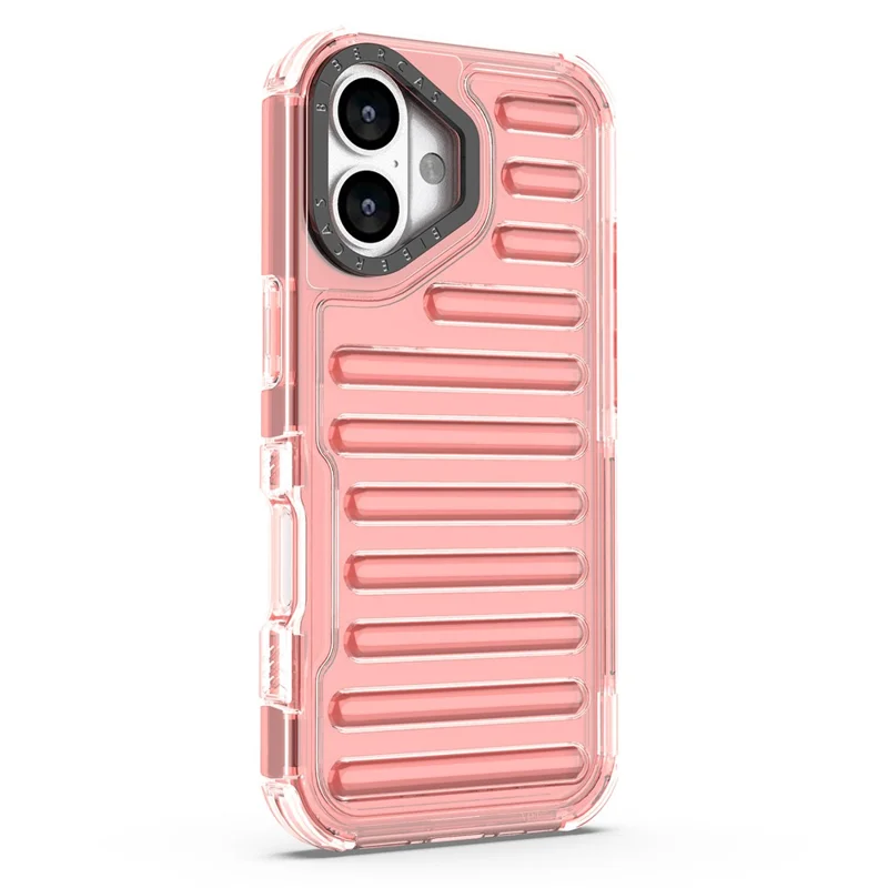 For iPhone 17 Case Stripe Design Anti-Slip Detachable TPU + PC Phone Cover - Deep Pink