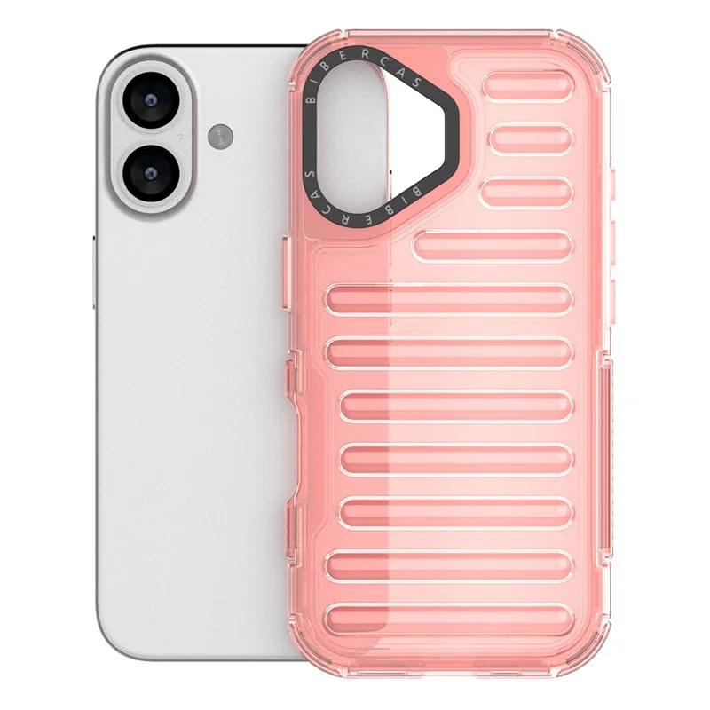 For iPhone 17 Case Stripe Design Anti-Slip Detachable TPU + PC Phone Cover - Deep Pink