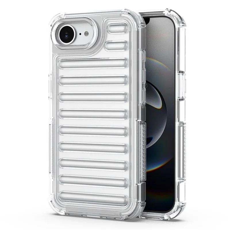 Capa para iPhone 16e Design de Listras Antiderrapante Destacável TPU + PC - Transparente