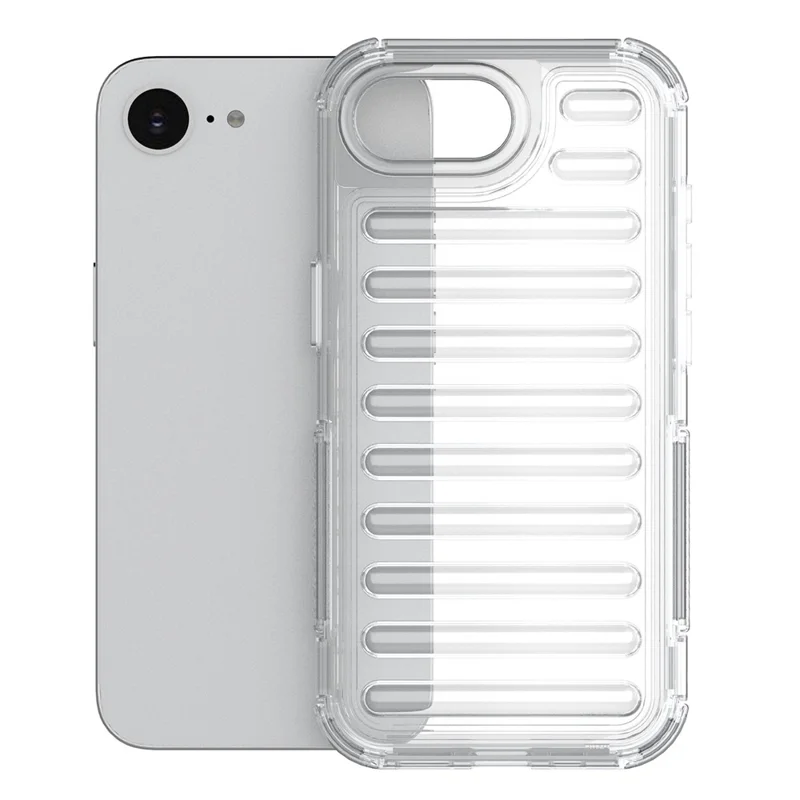 Capa para iPhone 16e Design de Listras Antiderrapante Destacável TPU + PC - Transparente