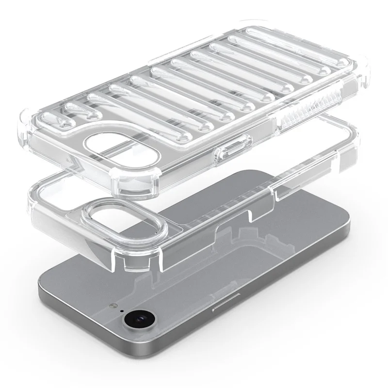 Capa para iPhone 16e Design de Listras Antiderrapante Destacável TPU + PC - Transparente