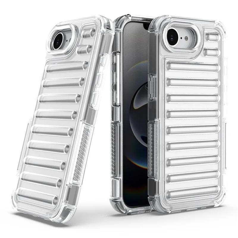 Capa para iPhone 16e Design de Listras Antiderrapante Destacável TPU + PC - Transparente