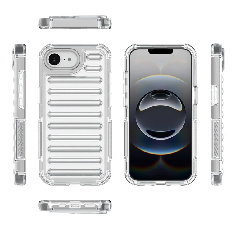 Capa para iPhone 16e Design de Listras Antiderrapante Destacável TPU + PC - Transparente