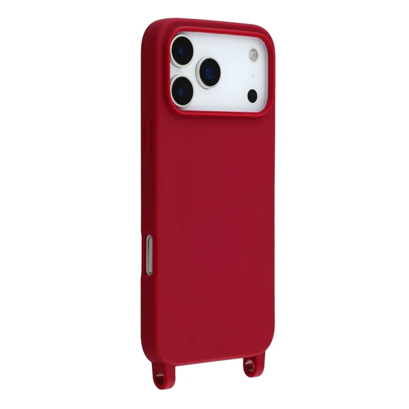 For iPhone 17 Pro Case Soft TPU Protective Phone Cover with Lanyard Holes - Dark Red