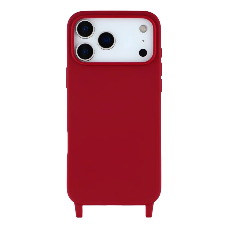 For iPhone 17 Pro Case Soft TPU Protective Phone Cover with Lanyard Holes - Dark Red