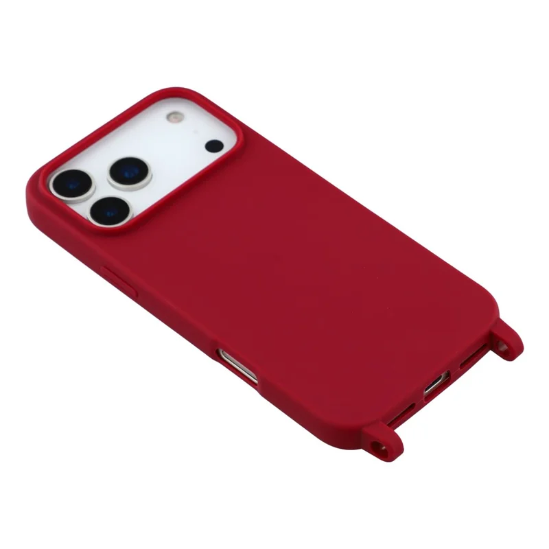 For iPhone 17 Pro Case Soft TPU Protective Phone Cover with Lanyard Holes - Dark Red