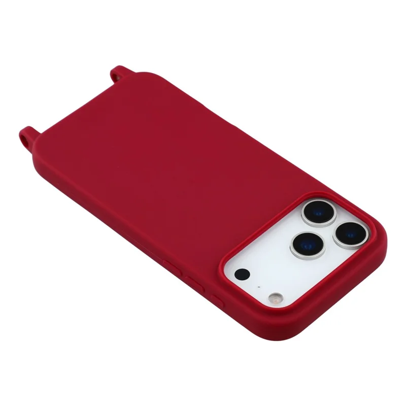 For iPhone 17 Pro Case Soft TPU Protective Phone Cover with Lanyard Holes - Dark Red