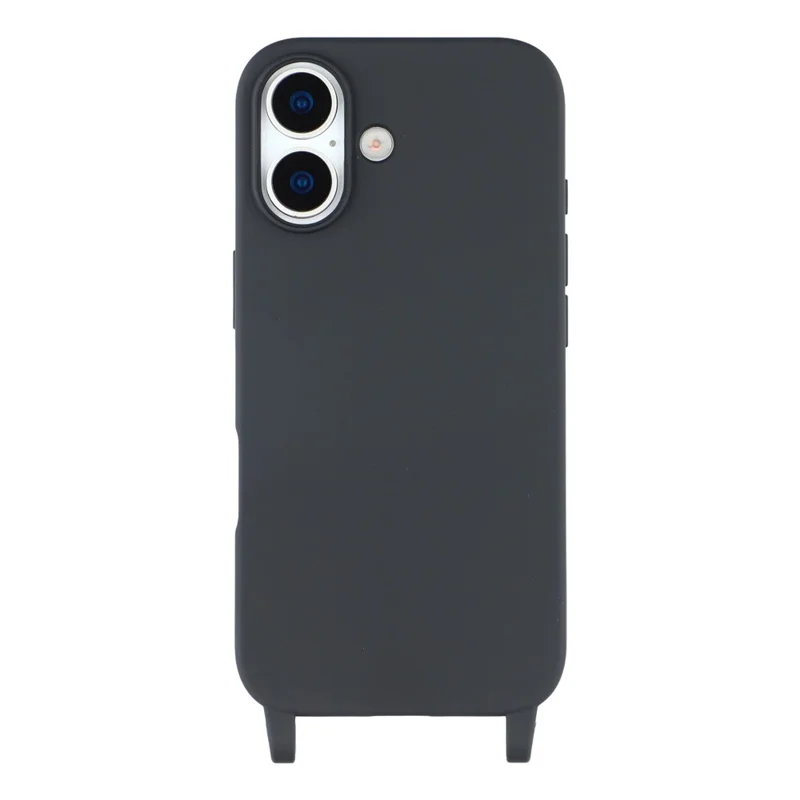 For iPhone 17 Case Soft TPU Protective Phone Cover with Lanyard Holes - Black