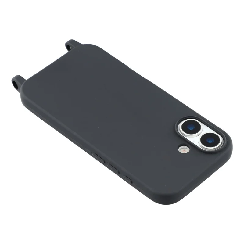 For iPhone 17 Case Soft TPU Protective Phone Cover with Lanyard Holes - Black
