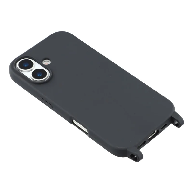 For iPhone 17 Case Soft TPU Protective Phone Cover with Lanyard Holes - Black